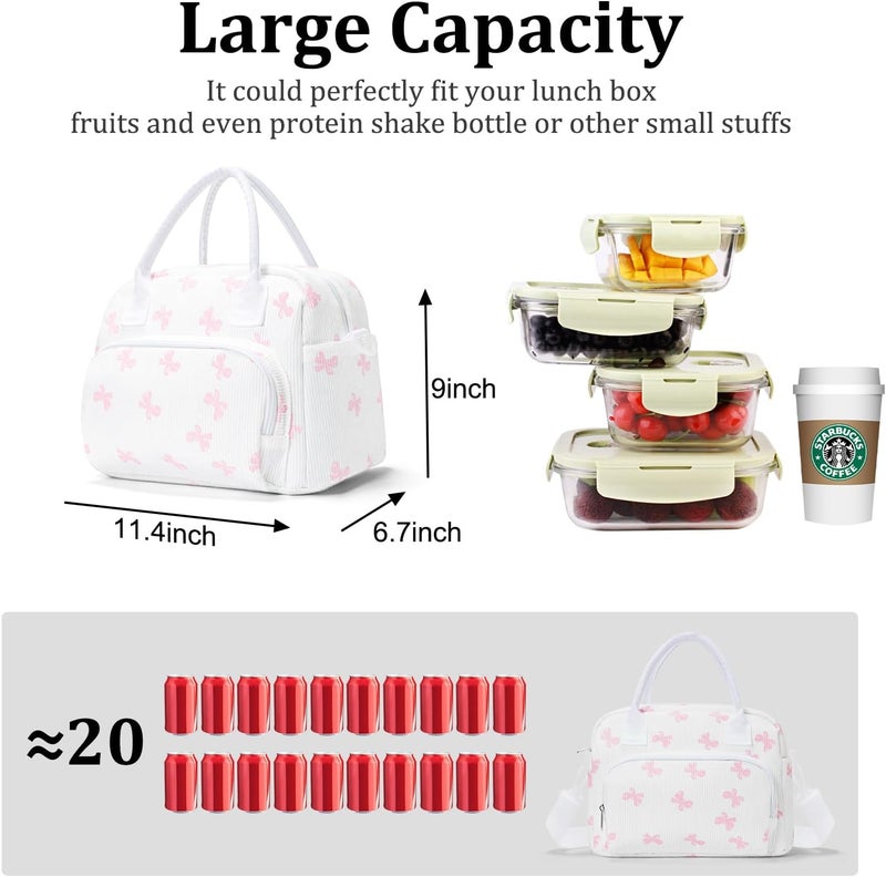 MEXS Insulated Lunch Bag for Women Men Large Reusable Lunch Box Adult Leakproof Portable Cooler Tote Bags for Work Picnic Bowknot - Image 2